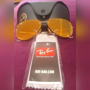 Used Ray Ban Blaze Aviators-Gold Mirrored